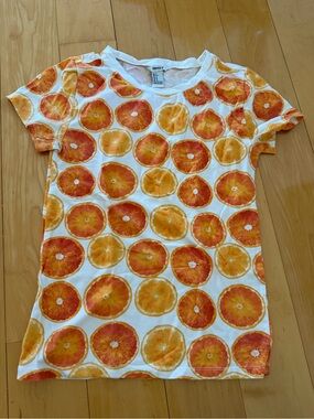 Forever 21 Kids Orange Slice Print Tee - White & Orange